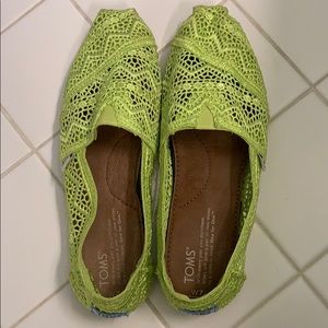 Lime green crocheted Toms